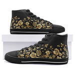 High-Top Canvas Shoes Flowers Golden Ornament