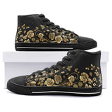 High-Top Canvas Shoes Flowers Golden Ornament