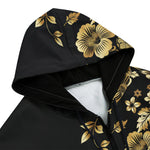 Men's Zip Up Hoodie Side Flowers Golden Ornament