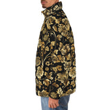 Down-Padded Puffer Jacket Side Flowers Golden Ornament