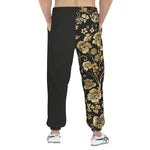 Men's Sweatpants Side Flowers Golden Ornament