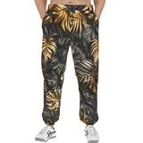 Men's Sweatpants Black and Gold Tropical Leaves