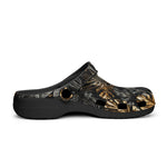 Classic Clogs Black and Gold Tropical Leaves