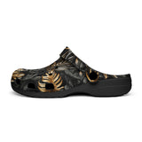 Classic Clogs Black and Gold Tropical Leaves