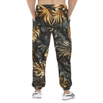 Men's Sweatpants Black and Gold Tropical Leaves