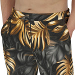Men's Sweatpants Black and Gold Tropical Leaves