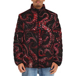Down-Padded Puffer Jacket Red Octopus Tentacles