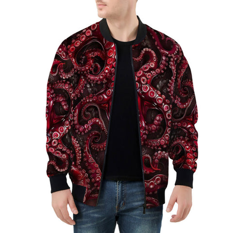 Bomber Jacket Red Octopus Tentacles