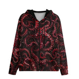 Men's Zip Up Hoodie Red Octopus Tentacles