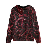 Men's Zip Up Hoodie Red Octopus Tentacles