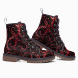 Leather Boots Red Octopus Tentacles