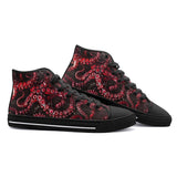 High-Top Canvas Shoes Red Octopus Tentacles