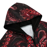 Men's Zip Up Hoodie Red Octopus Tentacles