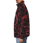 Down-Padded Puffer Jacket Red Octopus Tentacles