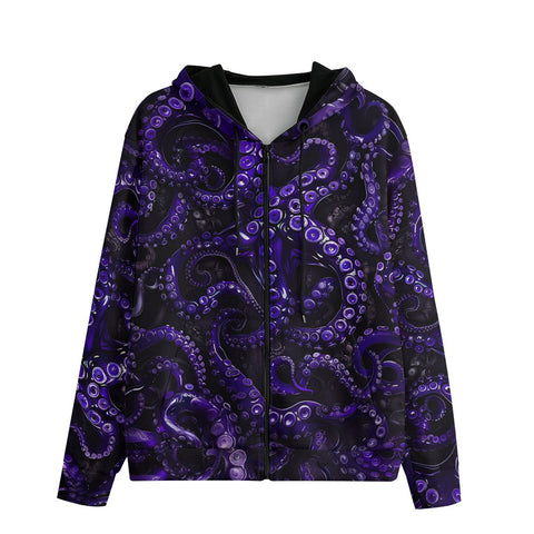 Men's Zip Up Hoodie Blue Octopus Tentacles