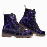 Leather Boots Blue Octopus Tentacles