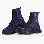 Casual Leather Chunky Boots Blue Octopus Tentacles