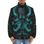 Down-Padded Puffer Jacket Turquoise Octopus Art