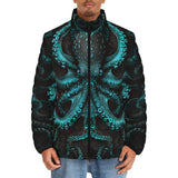 Down-Padded Puffer Jacket Turquoise Octopus Art