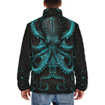 Down-Padded Puffer Jacket Turquoise Octopus Art