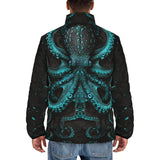 Down-Padded Puffer Jacket Turquoise Octopus Art