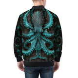 Bomber Jacket Turquoise Octopus Art