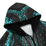 Men's Zip Up Hoodie Turquoise Octopus Art