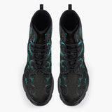 Casual Leather Chunky Boots Turquoise Octopus Art