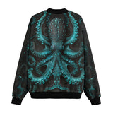 Bomber Jacket Turquoise Octopus Art