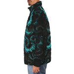 Down-Padded Puffer Jacket Turquoise Octopus Art