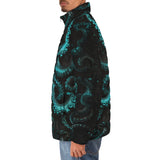 Down-Padded Puffer Jacket Turquoise Octopus Art