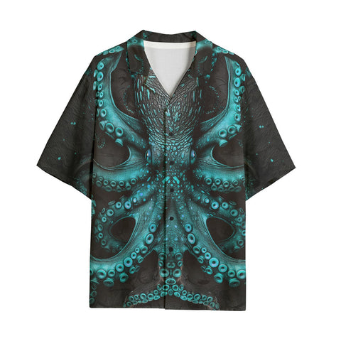 Hawaiian Shirt Turquoise Octopus Art