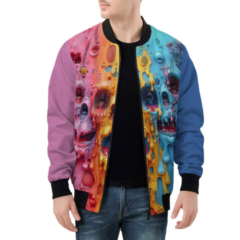 Bomber Jacket Colorful Melting Skulls