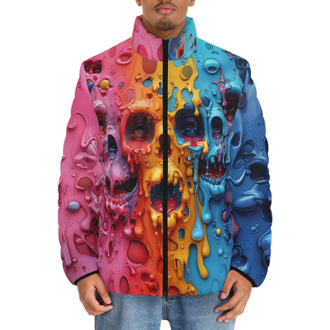 Down-Padded Puffer Jacket Colorful Melting Skulls