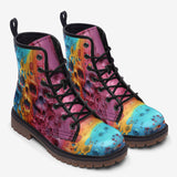 Leather Boots Colorful Melting Skulls