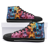 High-Top Canvas Shoes Colorful Melting Skulls