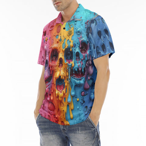 Men's Polo Shirt Colorful Melting Skulls