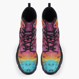 Casual Leather Chunky Boots Colorful Melting Skulls