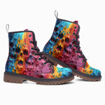 Leather Boots Colorful Melting Skulls