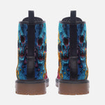 Leather Boots Colorful Melting Skulls