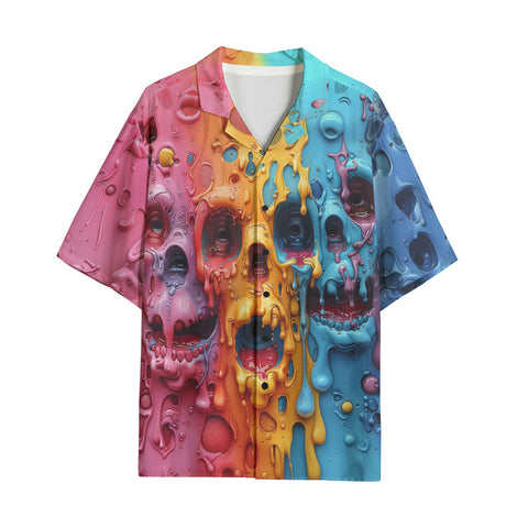 Hawaiian Shirt Colorful Melting Skulls