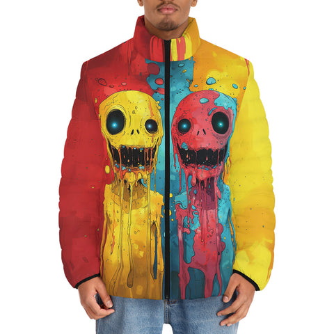 Down-Padded Puffer Jacket Colorful Melting Creepy Characters