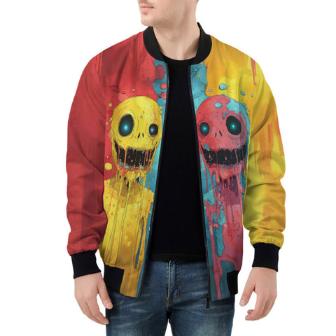 Bomber Jacket Colorful Melting Creepy Characters