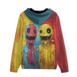 Men's Zip Up Hoodie Colorful Melting Creepy Characters