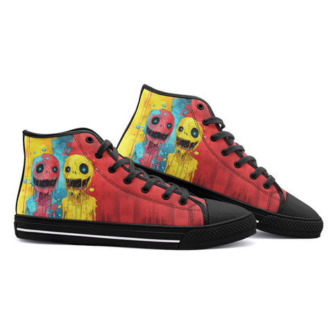 High-Top Canvas Shoes Colorful Melting Creepy Characters