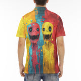 Men's Polo Shirt Colorful Melting Creepy Characters