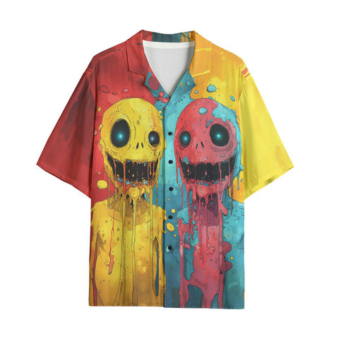 Hawaiian Shirt Colorful Melting Creepy Characters