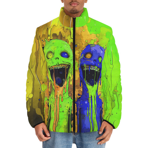 Down-Padded Puffer Jacket Colorful Melting Creepy Characters