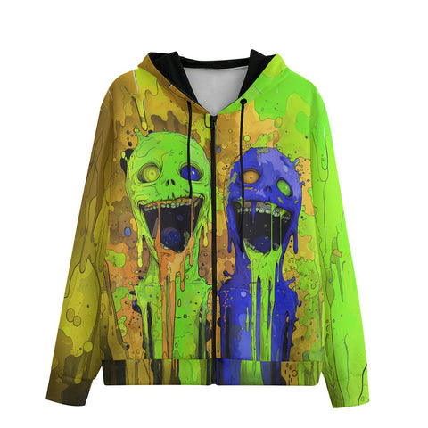 Men's Zip Up Hoodie Colorful Melting Creepy Characters