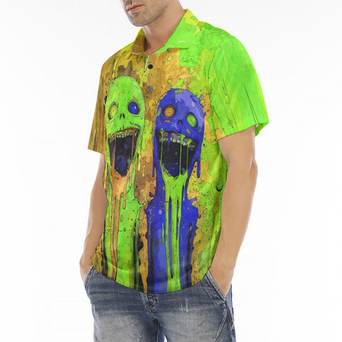 Men's Polo Shirt Colorful Melting Creepy Characters